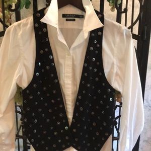 MODERN BUTTON VEST. Black. Size XS.